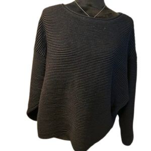 Zara rib knit pullover black cropped sweater,boat neck line,long sleeves.